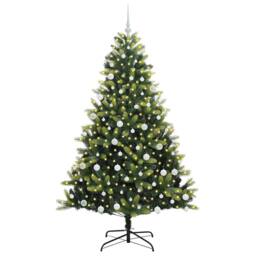 Berkfield Home Artificial Hinged Christmas Tree 300 LEDs Green 180 cm - thumbnail 3