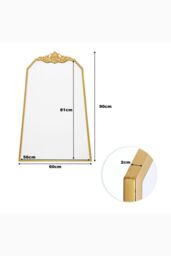 Living and Home 60cm W x 90cm H Gold Wave Carved Metal Framed Decorative Wall Mirror Makeup Mirror - Size: 60 cm W x 90 cm H - thumbnail 3