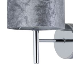 First Choice Lighting Brea - Chrome Wall Light with Grey Crushed Velvet Shade in Silver - thumbnail 2