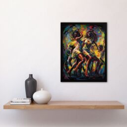 Artery8 Wall Art Print Black Arts Modern Dance Africa Contemporary Musical Painting Rhythm Body Energy Theatre Arts Artwork Art Framed - Size: A4 - thumbnail 4