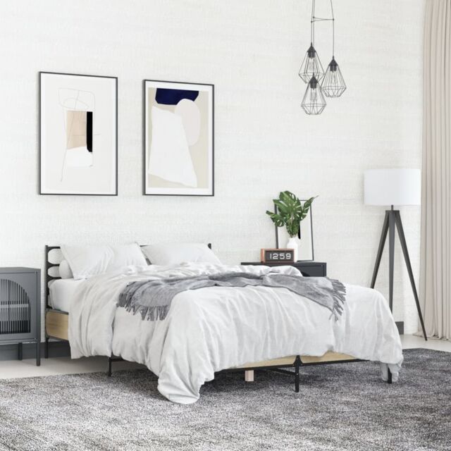 Berkfield Home Bed Frame without Mattress Sonoma Oak 120x200 cm in Brown - Size: Small Double - image 1