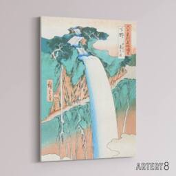 "Artery8 Mount Nikko Urami Waterfall Canvas Wall Art Print Hiroshige in Green - Size: W18"" x H24""" - thumbnail 2