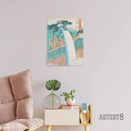 "Artery8 Mount Nikko Urami Waterfall Canvas Wall Art Print Hiroshige in Green - Size: W18"" x H24""" - thumbnail 3
