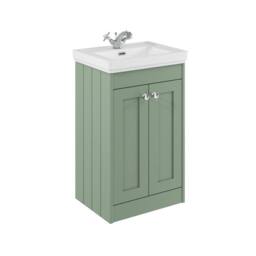 Balterley 500mm Floor Standing 2 Door Unit with Basin 1 Tap Hole - Satin Green - thumbnail 1