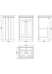 Balterley 500mm Floor Standing 2 Door Unit with Basin 1 Tap Hole - Satin Green - thumbnail 2