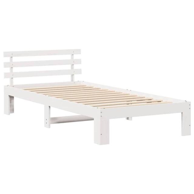 Berkfield Home Pine Wood Bed Frame White Wood 80 x 200 cm White Bed Frame - image 1