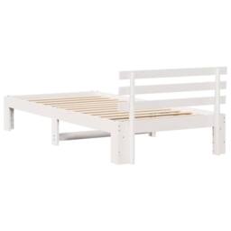 Berkfield Home Pine Wood Bed Frame White Wood 80 x 200 cm White Bed Frame - thumbnail 7