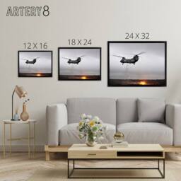 "Artery8 USA Marine Corps CH 46 Sea Knight Helicopter Framed Canvas Wall Art Print in Grey - Size: W12"" x H16""" - thumbnail 4