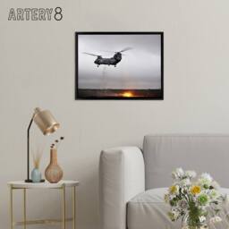 "Artery8 USA Marine Corps CH 46 Sea Knight Helicopter Framed Canvas Wall Art Print in Grey - Size: W12"" x H16""" - thumbnail 3
