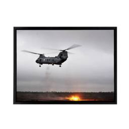 "Artery8 USA Marine Corps CH 46 Sea Knight Helicopter Framed Canvas Wall Art Print in Grey - Size: W12"" x H16""" - thumbnail 1