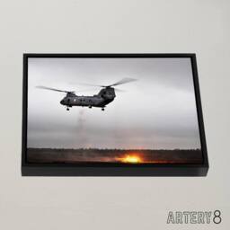 "Artery8 USA Marine Corps CH 46 Sea Knight Helicopter Framed Canvas Wall Art Print in Grey - Size: W12"" x H16""" - thumbnail 2