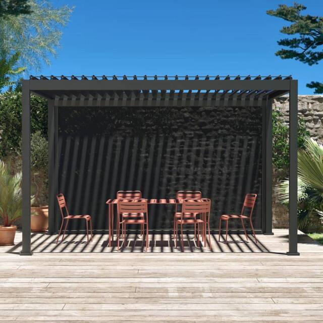 sweeek Louvered Pergola Aluminium 4 X 3m & A 4m Blind in Grey - image 1