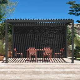 sweeek Louvered Pergola Aluminium 4 X 3m & A 4m Blind in Grey - thumbnail 1