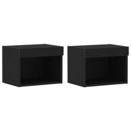 Berkfield Home Wall Cabinets with LED Lights 2 pcs Black Oak 40x30x30 cm - Size: 40 x 30 x 30 cm - thumbnail 2