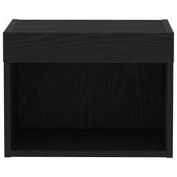 Berkfield Home Wall Cabinets with LED Lights 2 pcs Black Oak 40x30x30 cm - Size: 40 x 30 x 30 cm - thumbnail 7