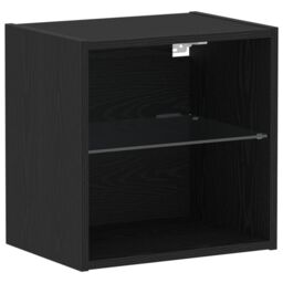 Berkfield Home Wall Cabinets with LED Lights 2 pcs Black Oak 40x30x30 cm - Size: 40 x 30 x 30 cm - thumbnail 6