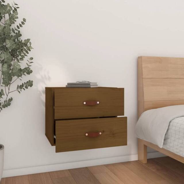 Berkfield Home Wall-mounted Bedside Cabinet Honey Brown 50x36x40 cm - Size: 50 x 36 x 40 cm - image 1