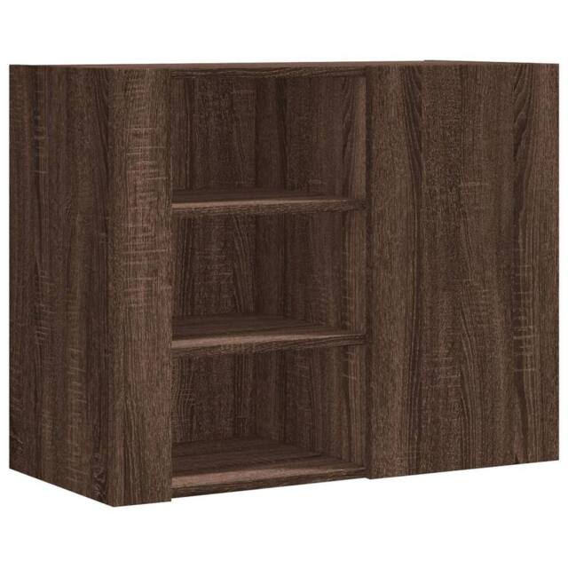 Berkfield Home Wall Cabinet Brown Oak 75x35x60 cm Engineered Wood - Size: 75 x 35 x 60 cm