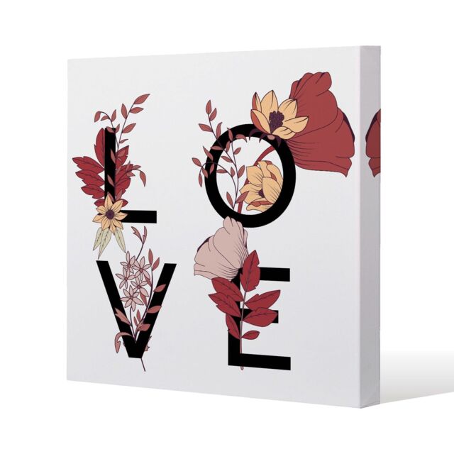Benjamin Tate Design Love Typography (Canvas Print) / 77 x 77 x 4cm in Natural - Size: 77 x 77 x 4 cm - image 1