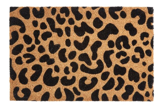 Orsina Leopard Print Coir Doormat, Bold Animal Print Mat With Durable PVC Backing, Hard-Wearing & Dirt-Scraping in Natural - Size: Medium - image 1