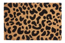 Orsina Leopard Print Coir Doormat, Bold Animal Print Mat With Durable PVC Backing, Hard-Wearing & Dirt-Scraping in Natural - Size: Medium - thumbnail 1