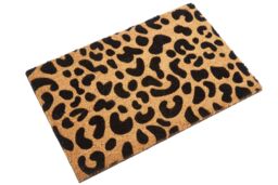 Orsina Leopard Print Coir Doormat, Bold Animal Print Mat With Durable PVC Backing, Hard-Wearing & Dirt-Scraping in Natural - Size: Medium - thumbnail 2