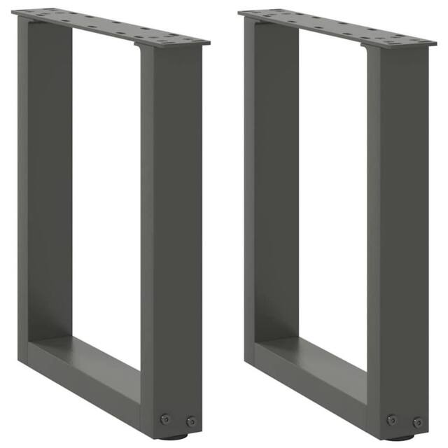 Berkfield Home Coffee Table Legs U-Shaped 2 pcs Anthracite 38x(42-43) cm Steel in Black - image 1