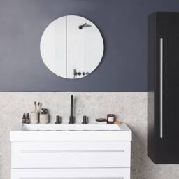 Wyld and Coco Bathroom Wall Cabinet Black MDF 132x40cm 4 Shelves - Size: 132x40 cm - thumbnail 1