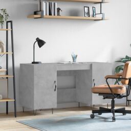 Berkfield Home Desk Concrete Grey 140x50x75 cm Engineered Wood - Size: 140 x 50 x 75 cm
