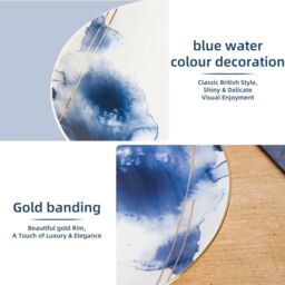 London Boutique Dinner Plates Set 4, Premium Quality Fine China Dinner Sets, Classic Design Watercolour (Dinner Plates Set 4) in White - Size: 1000L - thumbnail 3