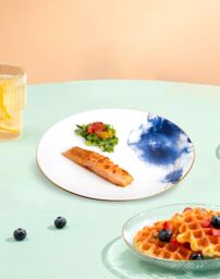 London Boutique Dinner Plates Set 4, Premium Quality Fine China Dinner Sets, Classic Design Watercolour (Dinner Plates Set 4) in White - Size: 1000L - thumbnail 5