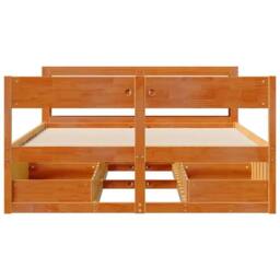 Berkfield Home Full Bed Frame without Mattress Wax Brown 135x190 cm Double Solid - thumbnail 4
