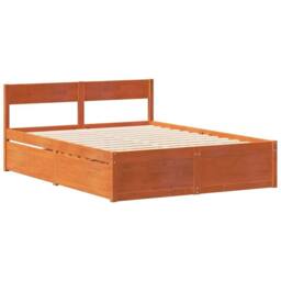 Berkfield Home Full Bed Frame without Mattress Wax Brown 135x190 cm Double Solid - thumbnail 5