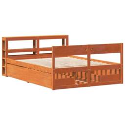 Berkfield Home Full Bed Frame without Mattress Wax Brown 135x190 cm Double Solid - thumbnail 1