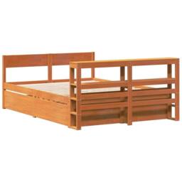 Berkfield Home Full Bed Frame without Mattress Wax Brown 135x190 cm Double Solid - thumbnail 8