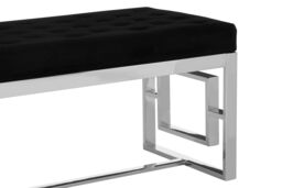 Orsina Luxe Powder Grey Tufted Bench, Soft Velvet Upholstery with Button Detailing, Gold Finish Stainless Steel Base in Silver - thumbnail 5