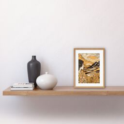 "Artery8 Wall Art Print Earth Goddess Blooming Flowers Mountain Landscape Artwork Framed 9X7 Inch in Beige - Size: W7"" x H9""" - thumbnail 2