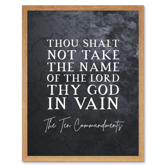 Artery8 Wall Art Print Ten Commandments Thou Shalt Not Take Name Of The Lord In Vain Christian Bible Verse Quote Scripture Typography Art Framed - image 1