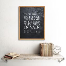 Artery8 Wall Art Print Ten Commandments Thou Shalt Not Take Name Of The Lord In Vain Christian Bible Verse Quote Scripture Typography Art Framed - thumbnail 2