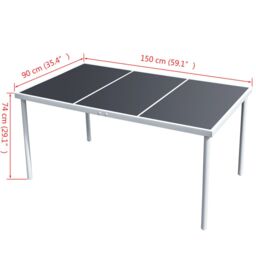 Berkfield Home Garden Table 150x90x74 cm Black Steel - Size: 150 x 90 x 74 cm - thumbnail 4