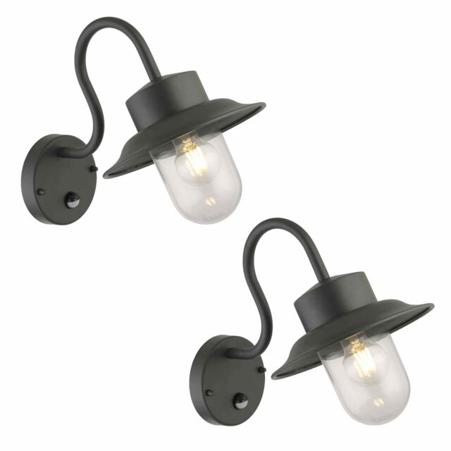 First Choice Lighting Set of 2 Montford - Black Motion Sensor Outdoor Wall Lights - image 1