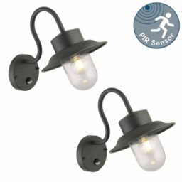 First Choice Lighting Set of 2 Montford - Black Motion Sensor Outdoor Wall Lights - thumbnail 2
