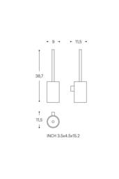 Cosmic Toilet Brush, Wall-mounted, Matt Chrome, Collection Architect S+ in Metallic Silver - thumbnail 6