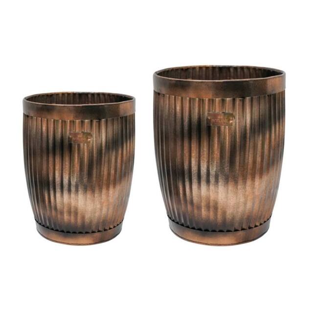 Lemon Pavilion Furniture and Decor Outdoor Hampton Metal Planter (Set of 2) - Copper - image 1