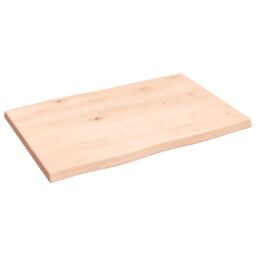 Berkfield Home Table Top 60x40x2 cm Untreated Solid Wood Oak Live Edge in Brown - Size: 60 x 40 x 2 cm - thumbnail 4