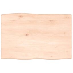 Berkfield Home Table Top 60x40x2 cm Untreated Solid Wood Oak Live Edge in Brown - Size: 60 x 40 x 2 cm - thumbnail 2