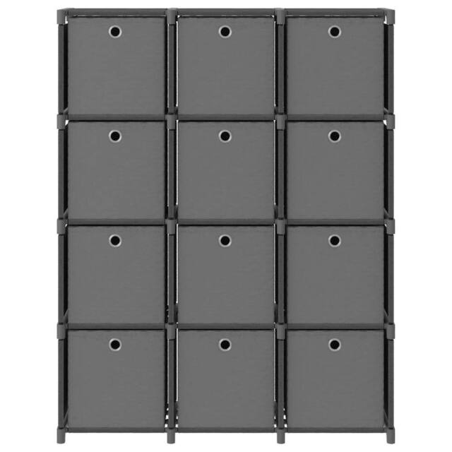Berkfield Home 12-Cube Display Shelf with Boxes Grey 103x30x141 cm Fabric - Size: 103 x 30 x 141 cm - image 1