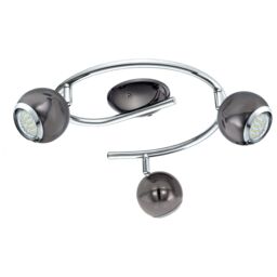 Loops Flush 3 Spots Ceiling Light Colour Nickel Chrome Plated Steel Bulb GU10 3x3W in Metallics