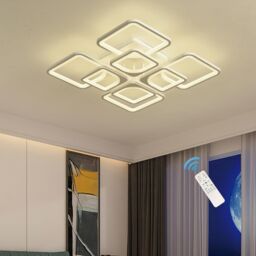 Garwarm 8 Square Acrylic 70W LED Ceiling Light Flush Mount Ceiling Lights in White - thumbnail 1