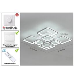 Garwarm 8 Square Acrylic 70W LED Ceiling Light Flush Mount Ceiling Lights in White - thumbnail 5
